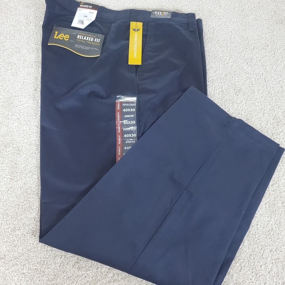 Lee Relaxed Fit Pants Men's 40X30 Act Waist 42 Blue Total Freedom Wrinkle Resist
